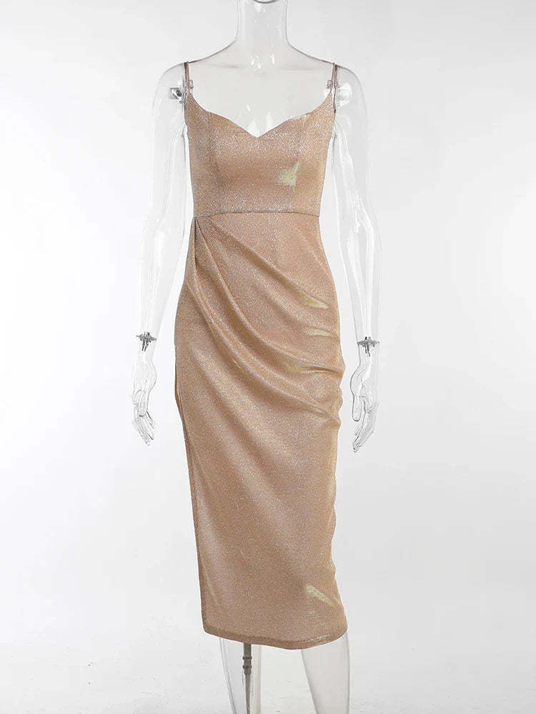 Elegant V-Neck Sequin Dress