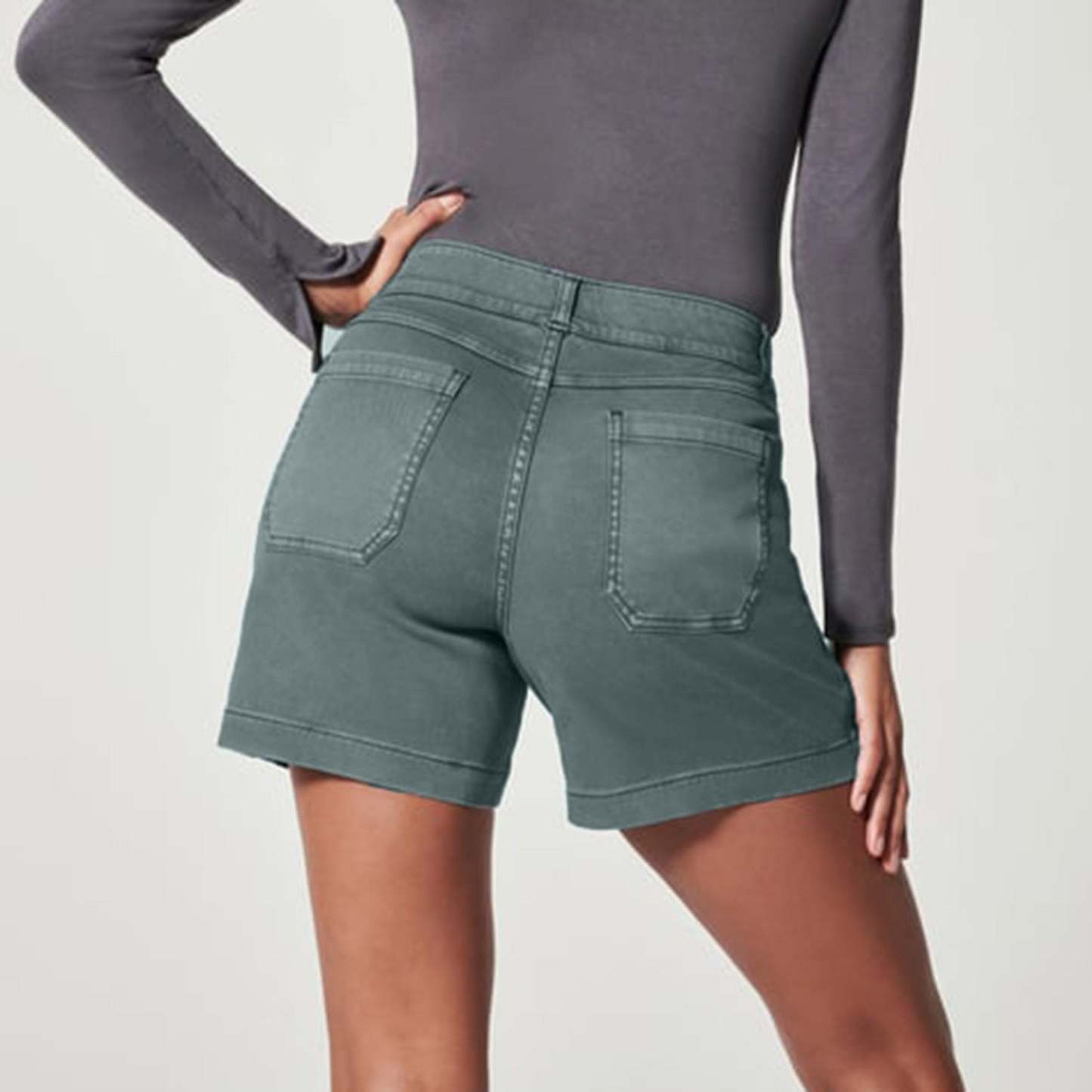 Stretch Pull-On Denim Shorts