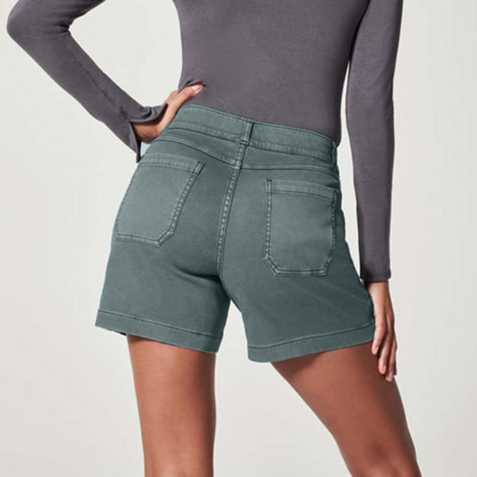 Stretch Pull-On Denim Shorts