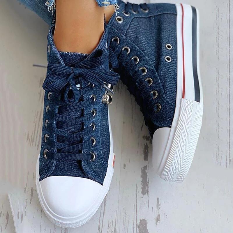 Lightweight Comfy Lace-up High-Top Canvas Shoes
