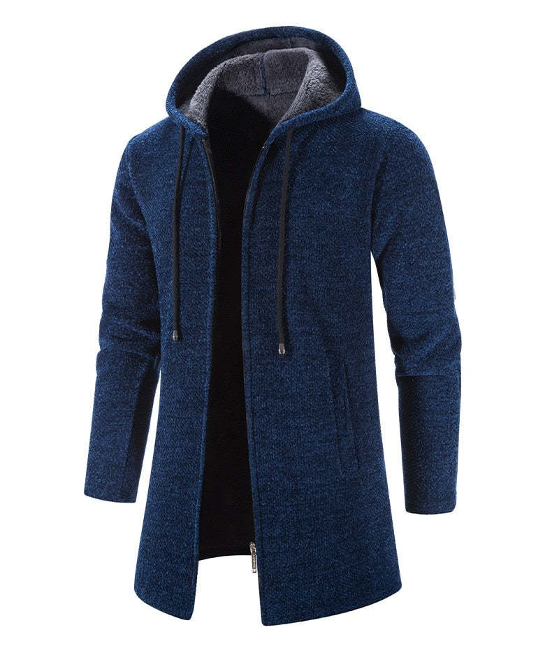  Men's Long Hooded Cardigan