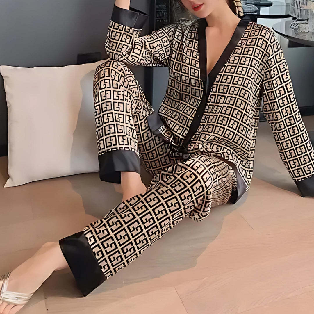 Silky 2-Piece Golden Dawn Pattern Pajama