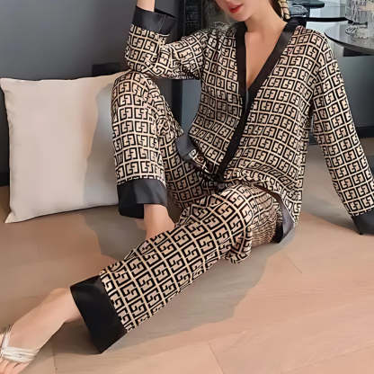 Silky 2-Piece Golden Dawn Pattern Pajama