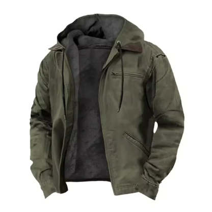 Men's Stylish Fleece-Lined Hooded Jacket