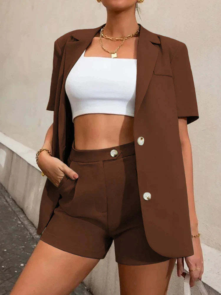 Short Sleeve Blazer And Shorts