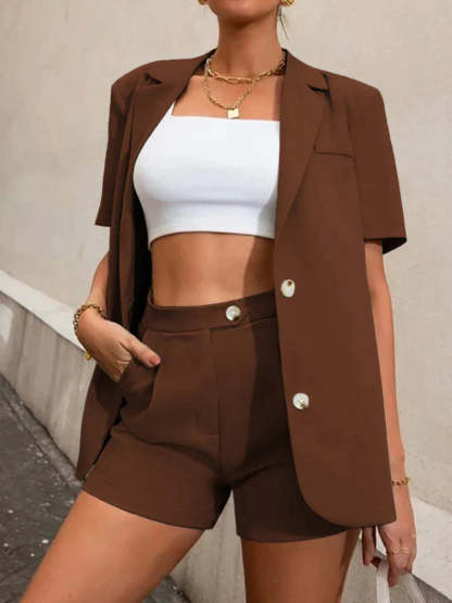 Short Sleeve Blazer And Shorts
