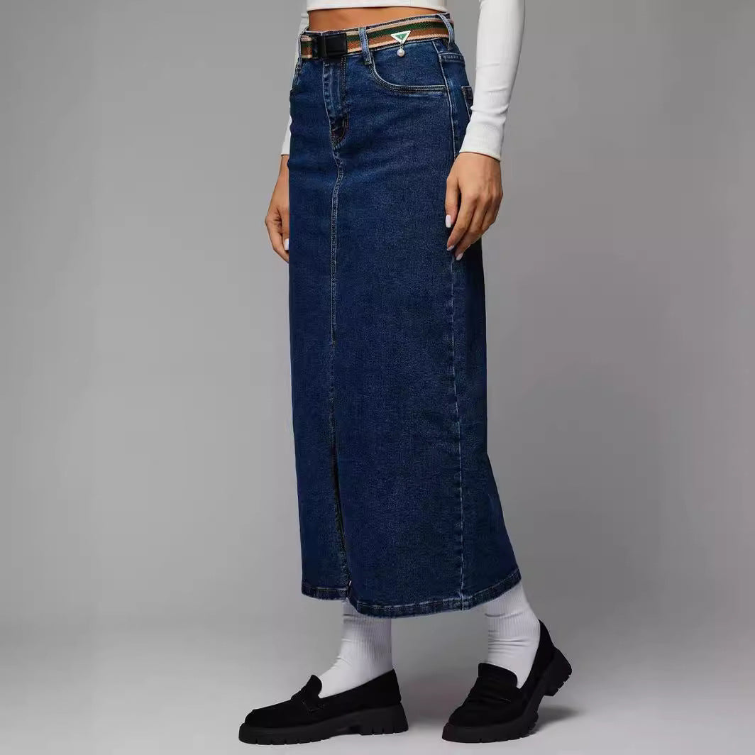 Split Denim Skirt