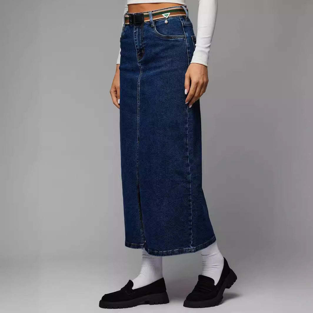 Split Denim Skirt