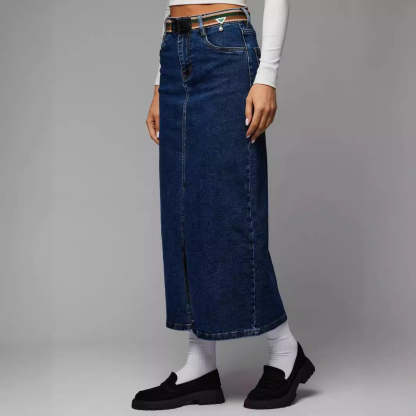 Split Denim Skirt