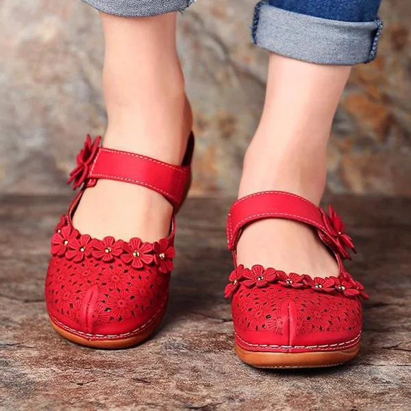 Comfy Floral Slip-On Wedge Sandal