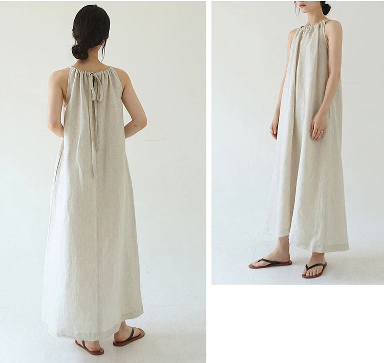 Linen Halterneck Maxi Dress