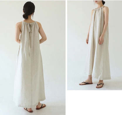 Linen Halterneck Maxi Dress