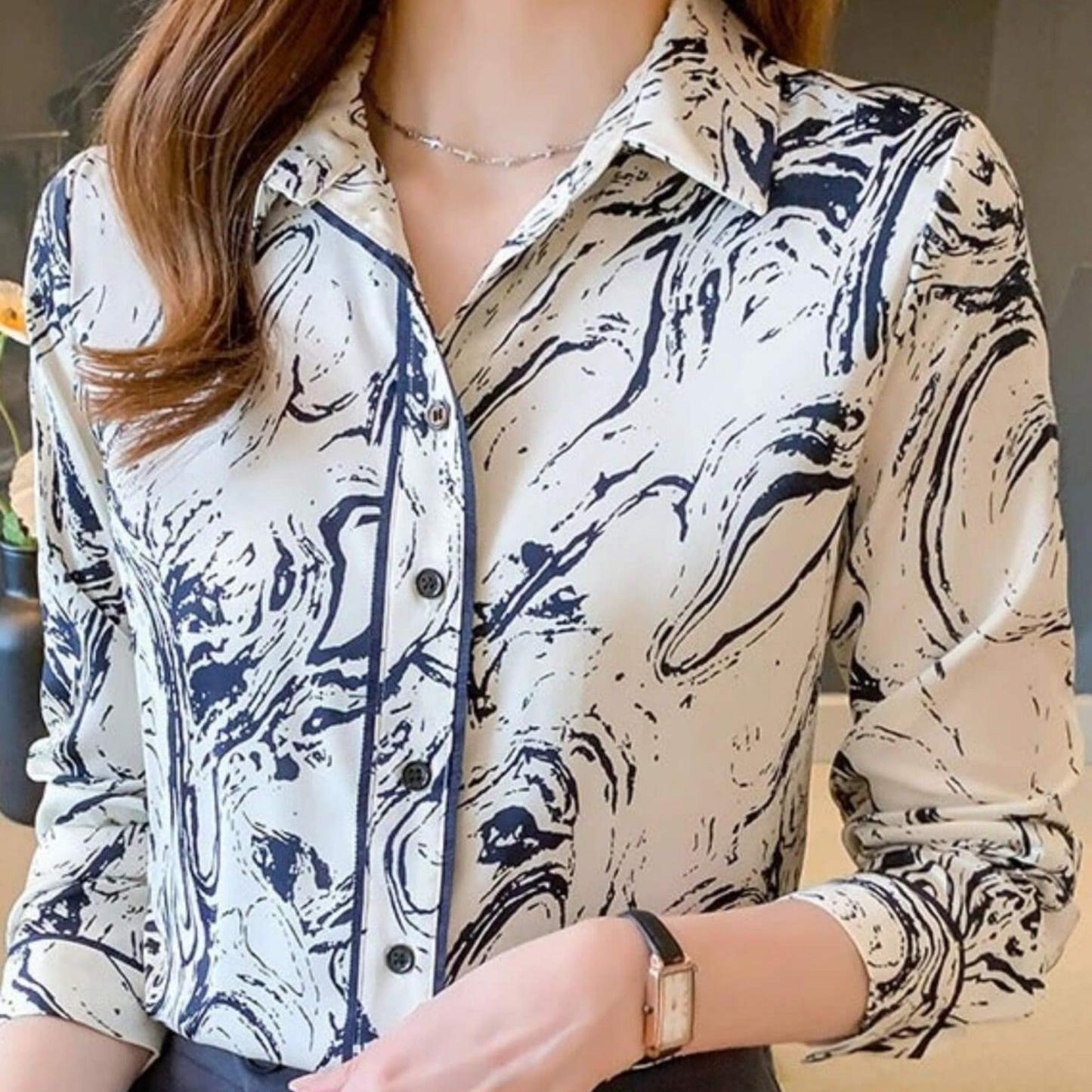 Elegant Abstract Print Shirt