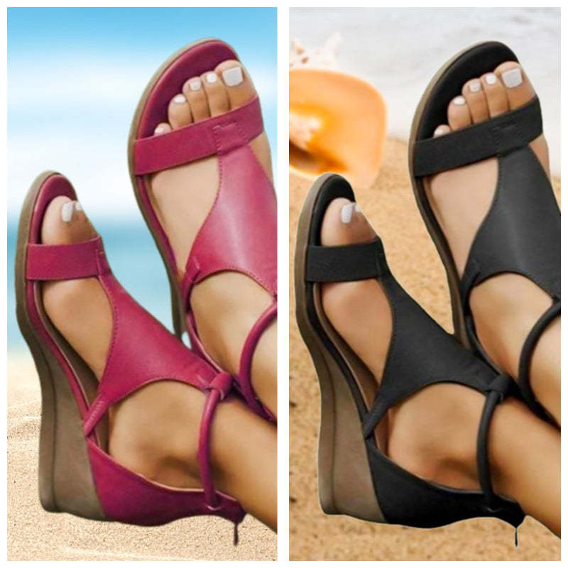 Orthopedic Leather Sandals with Heel