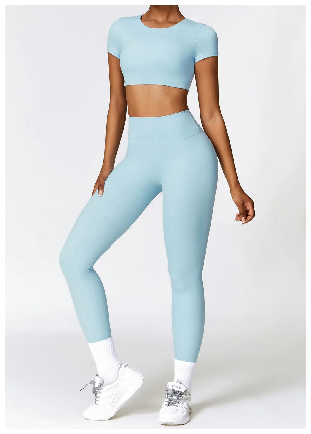 Seam Yoga Set With Crop Top