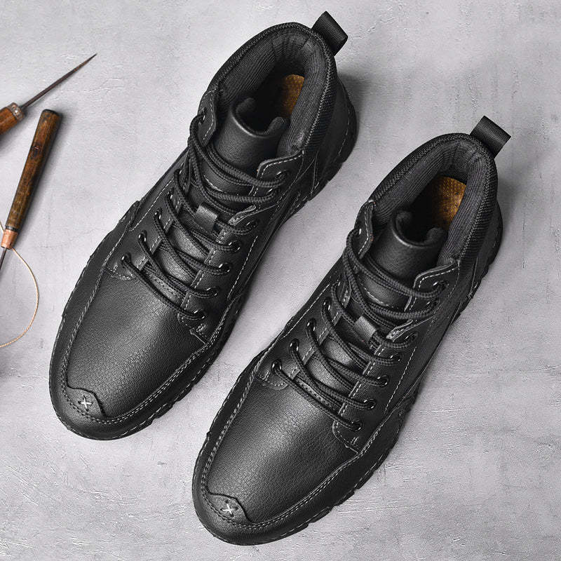 Men Casual Ankle Boots Leather Winter Orthopedic Shoes