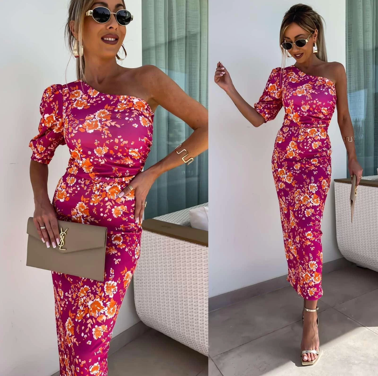 Asymmetrical Floral Dress