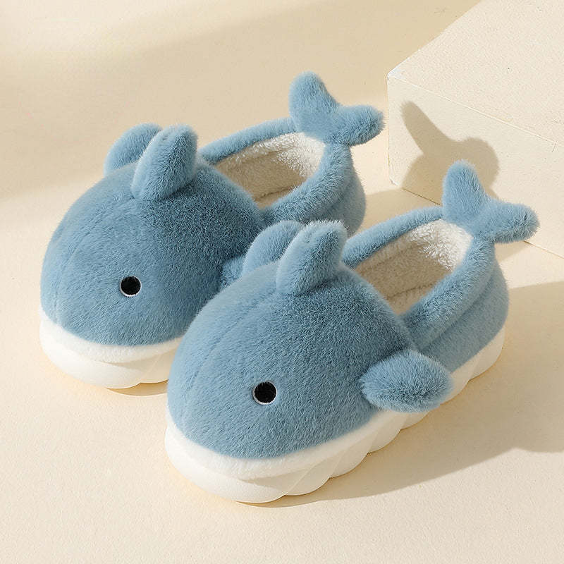 Heel-covered Powder Blue Super Soft Warm and Anti-slip Fluffy Slippers