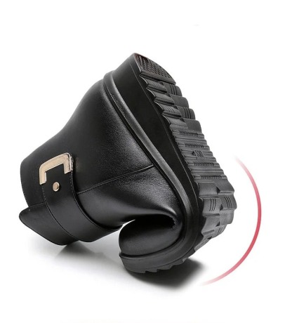 Orthopedic Women Arch Support Leather Metal Buckle Velvet Boots