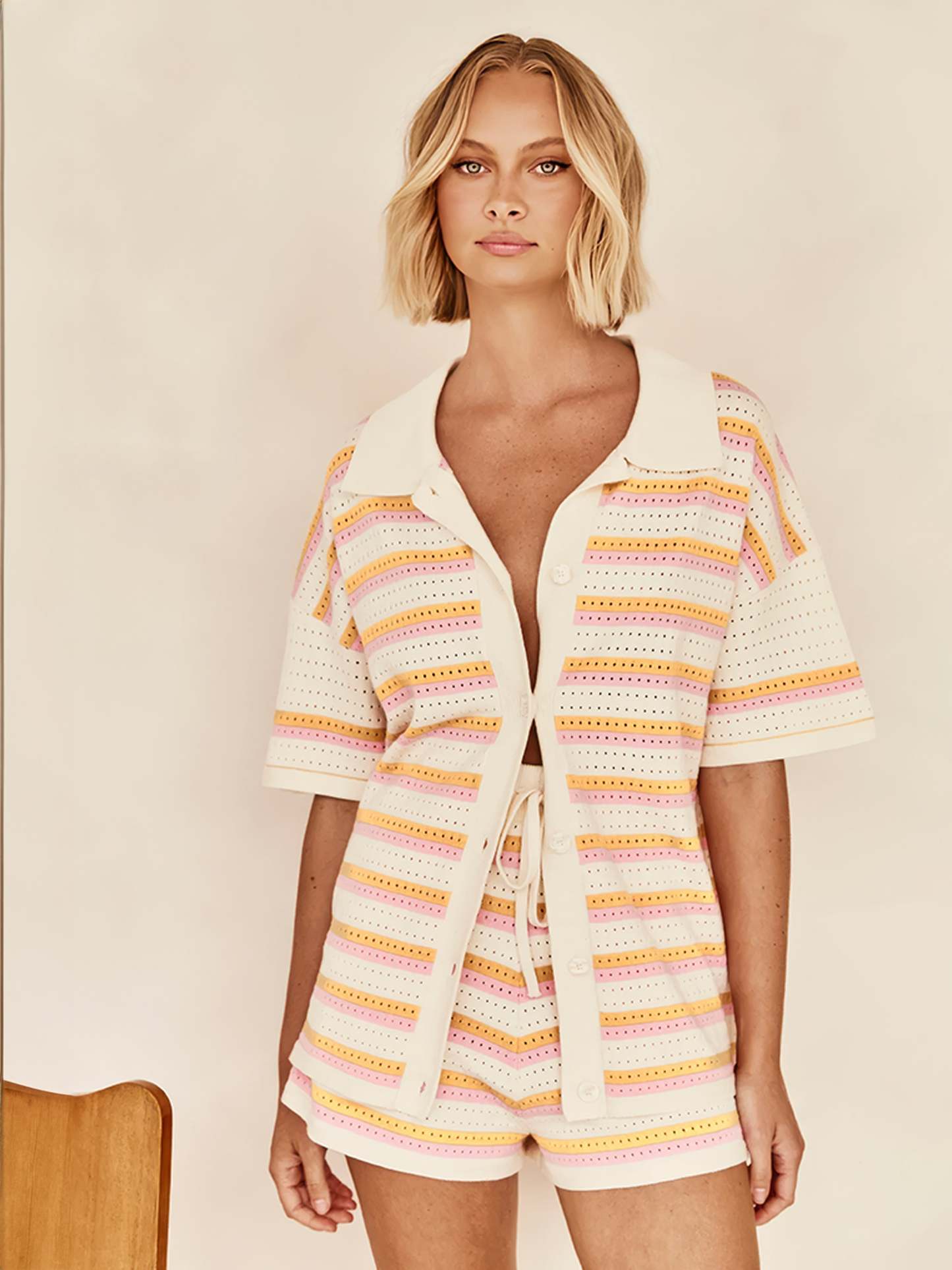 Knited Blouse and Shorts Set