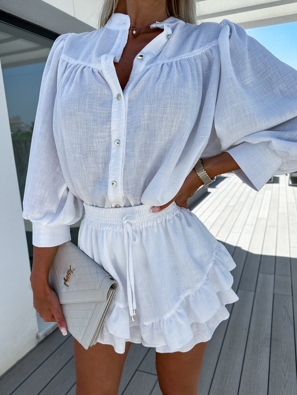 Chic Ruffled Shirt and Skirt set