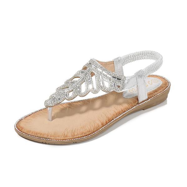 Rhinestone Platform Bohemian Sandals