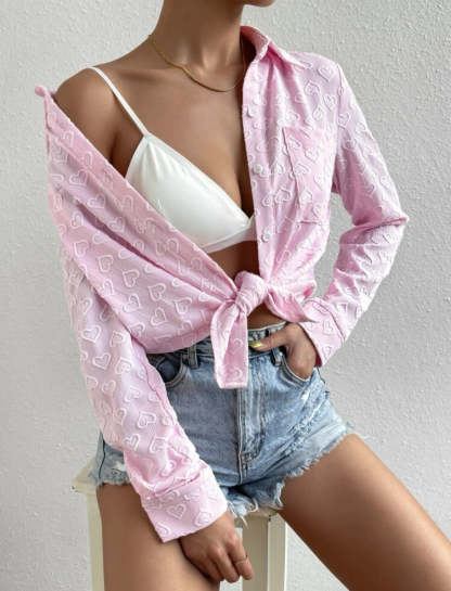 Jacquard Blouse Heart Design