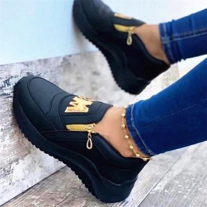 Women Casual Side Zipper Fashion Platform Sneakers Shoes