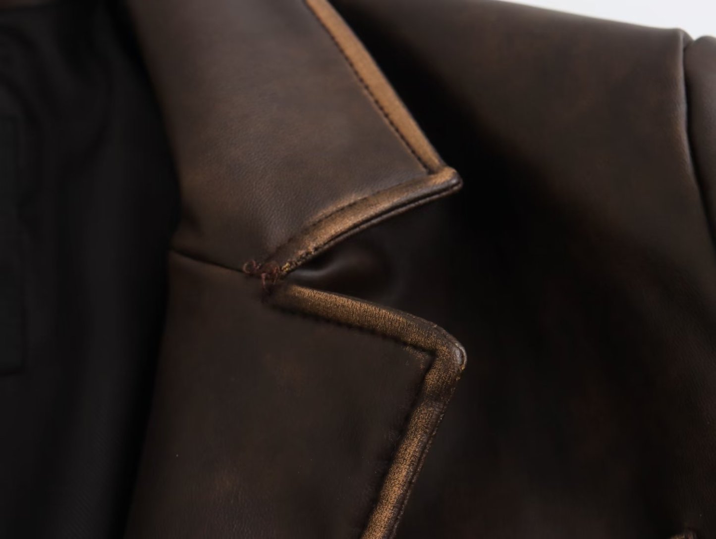 Women's Long Brown Leather Coat