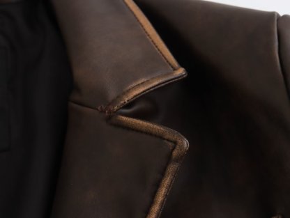 Women's Long Brown Leather Coat