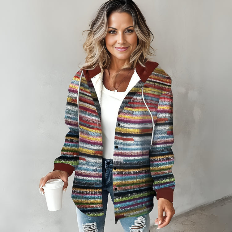 Colorful knitted hooded sweater