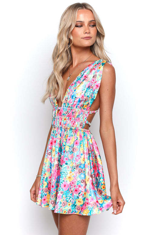 Floral Back Mini Dress