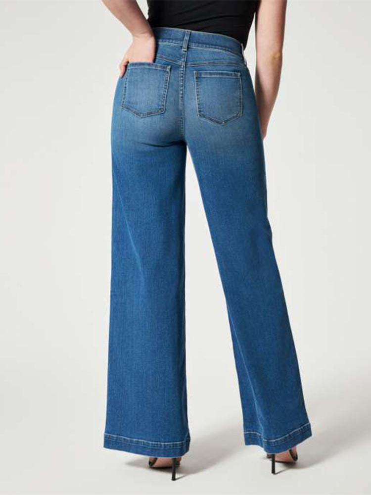 Pull-On Jeans With Wide Legs
