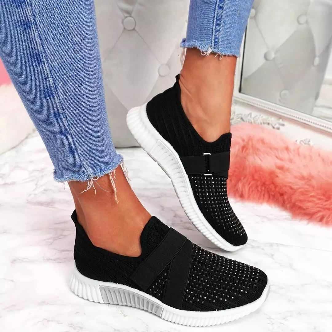 Women's Orthopedic Walking Sneakers - Slip-on Casual Shoes With Orthop