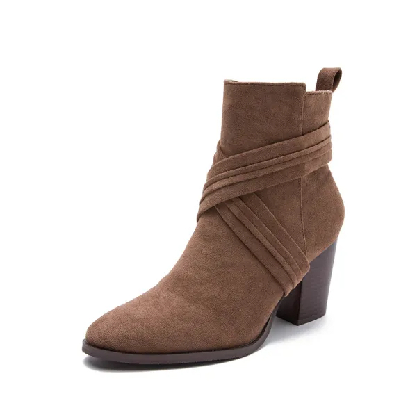 Chic / Beautiful Brown Winter Street Wear Suede Womens Boots 8 cm Thic