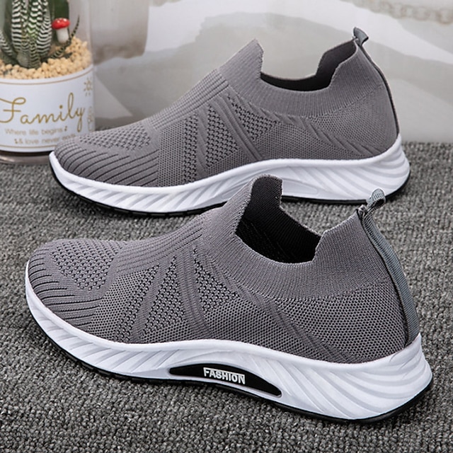 Men's Sneakers Slip On Running Shoes Non-slip Cushioning Breathable Light Soft Running Road Running Rubber Tulle Spring Fall Black Blue Grey