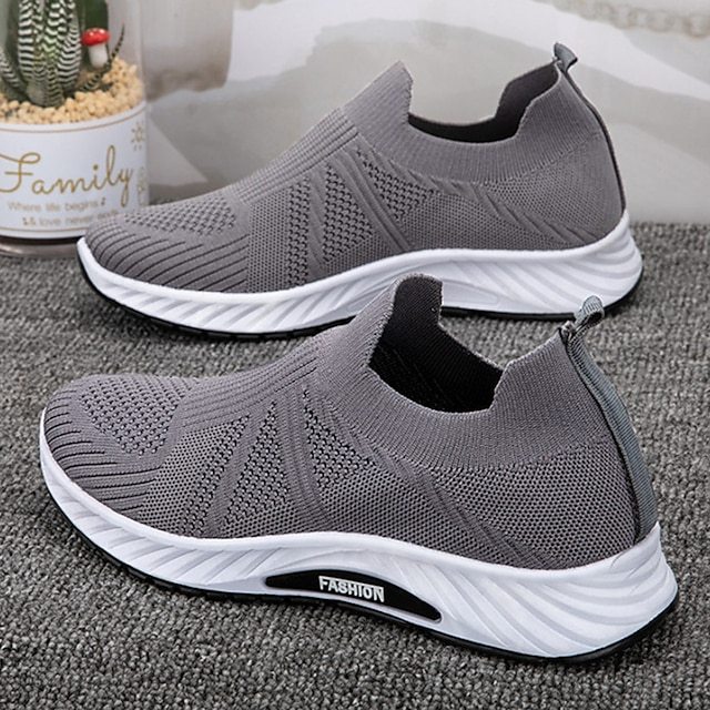 Men's Sneakers Slip On Running Shoes Non-slip Cushioning Breathable Light Soft Running Road Running Rubber Tulle Spring Fall Black Blue Grey