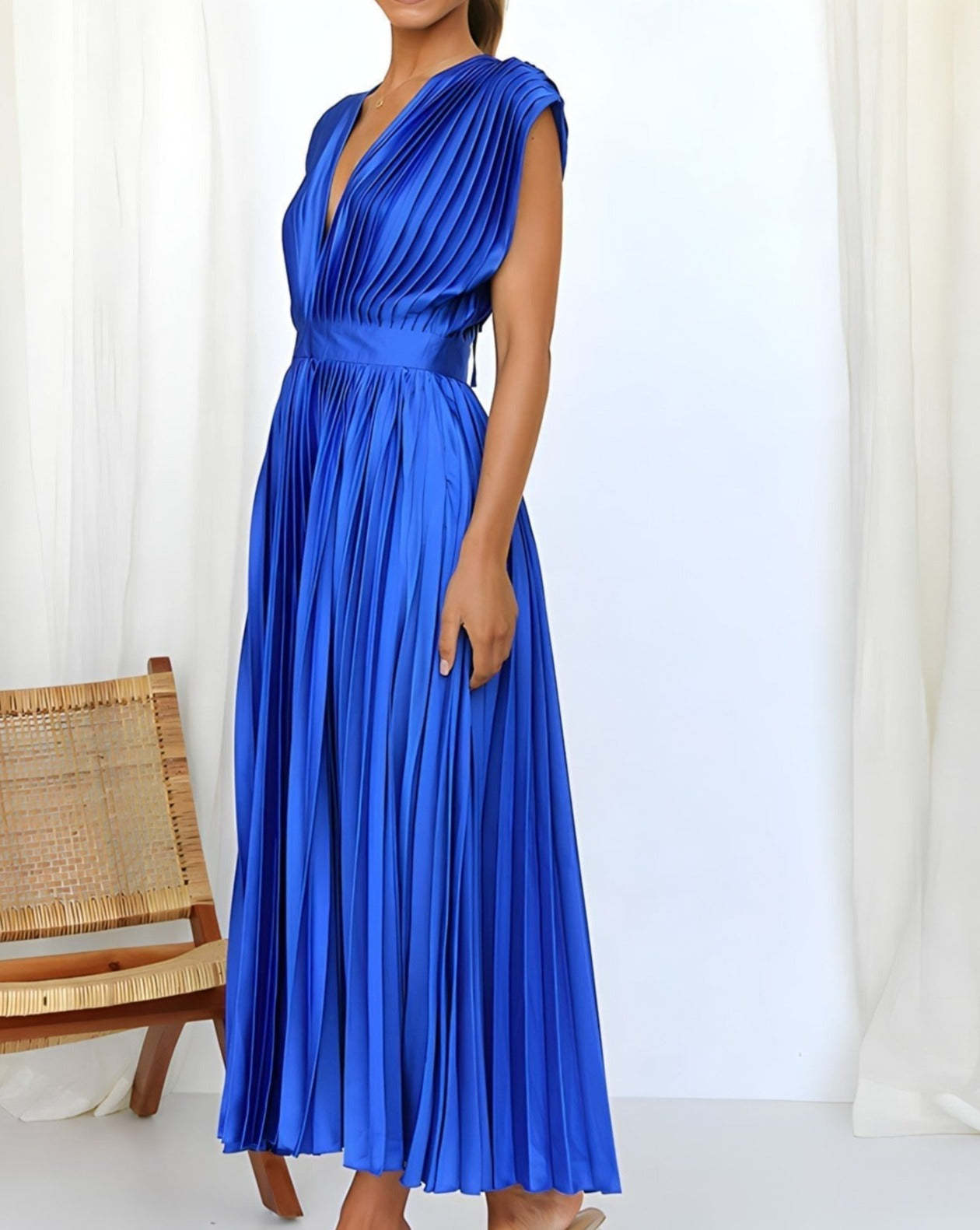 Flowy V-Neck Midi Dress
