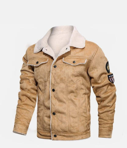Suede Biker Jacket With Lambswool Lining