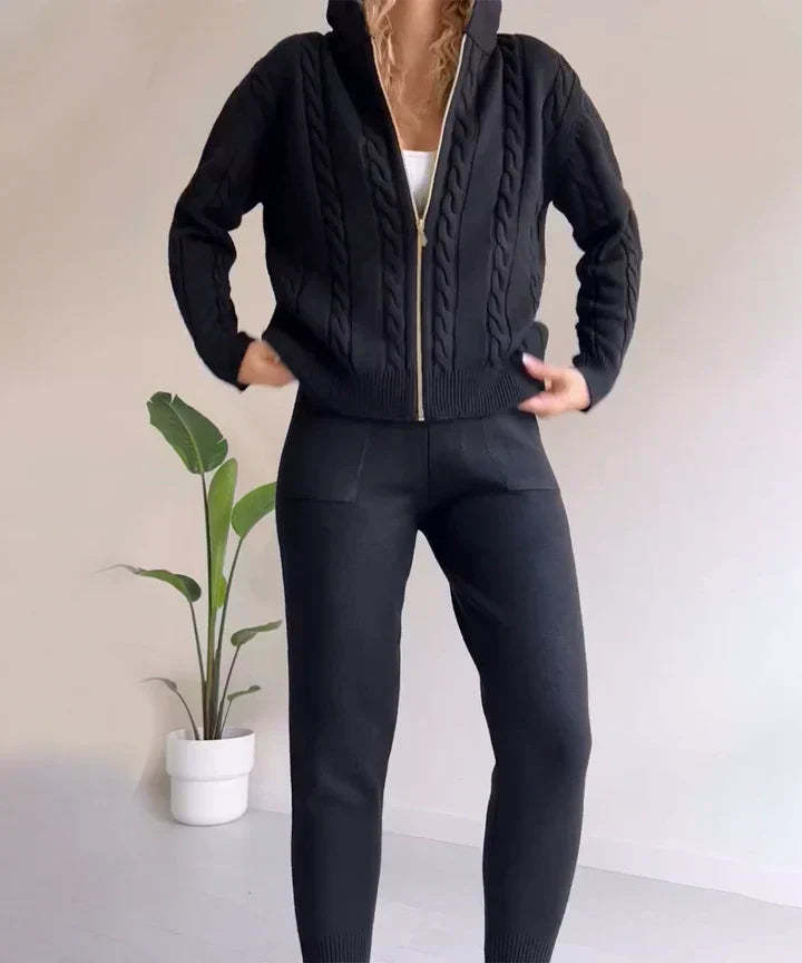 Two-piece set casual jacquard knit sweater