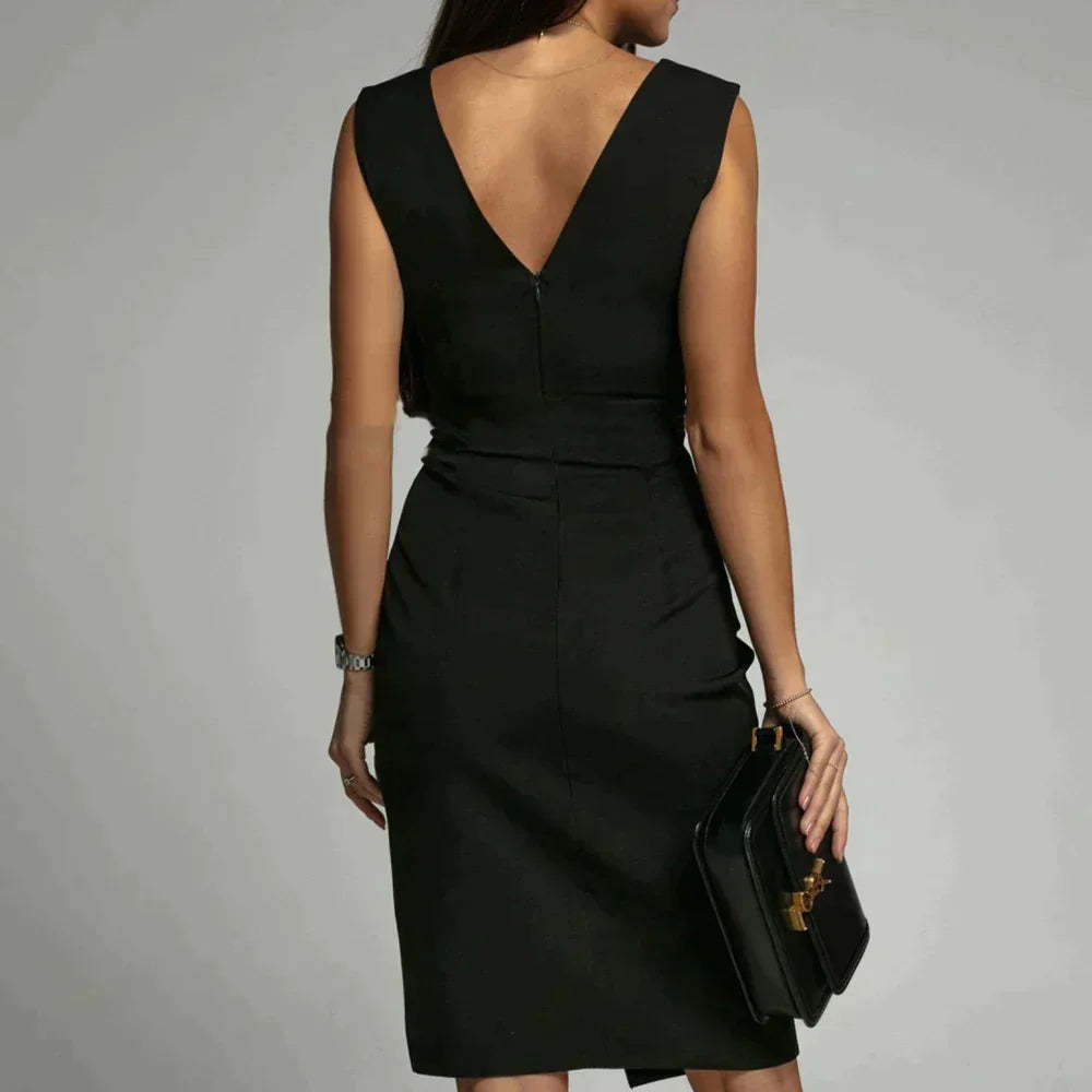 V-Neck Slit Midi Dress