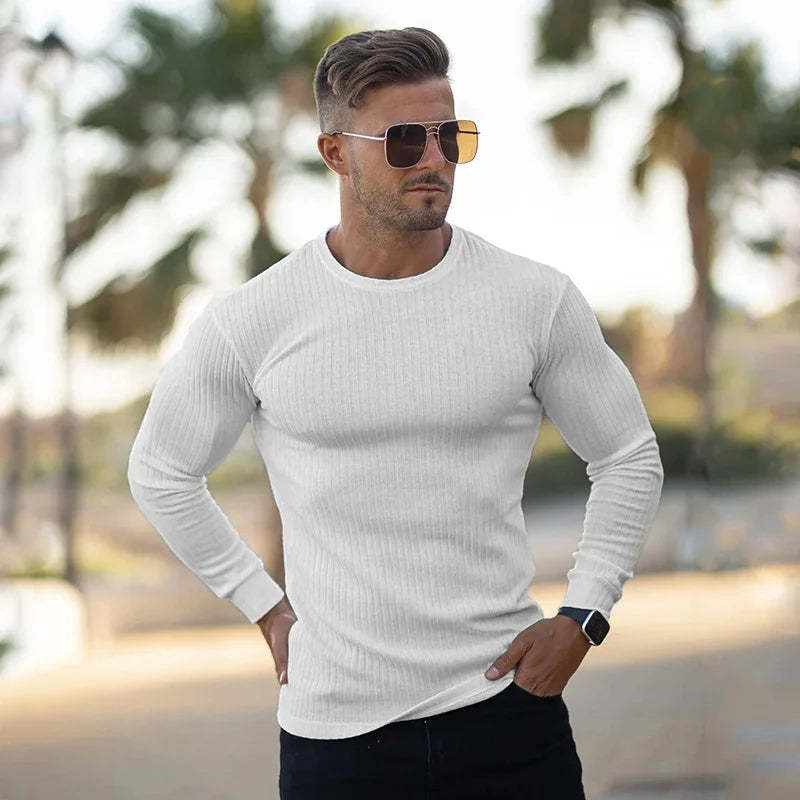 Muscle Fit Ribbed T-Shirt