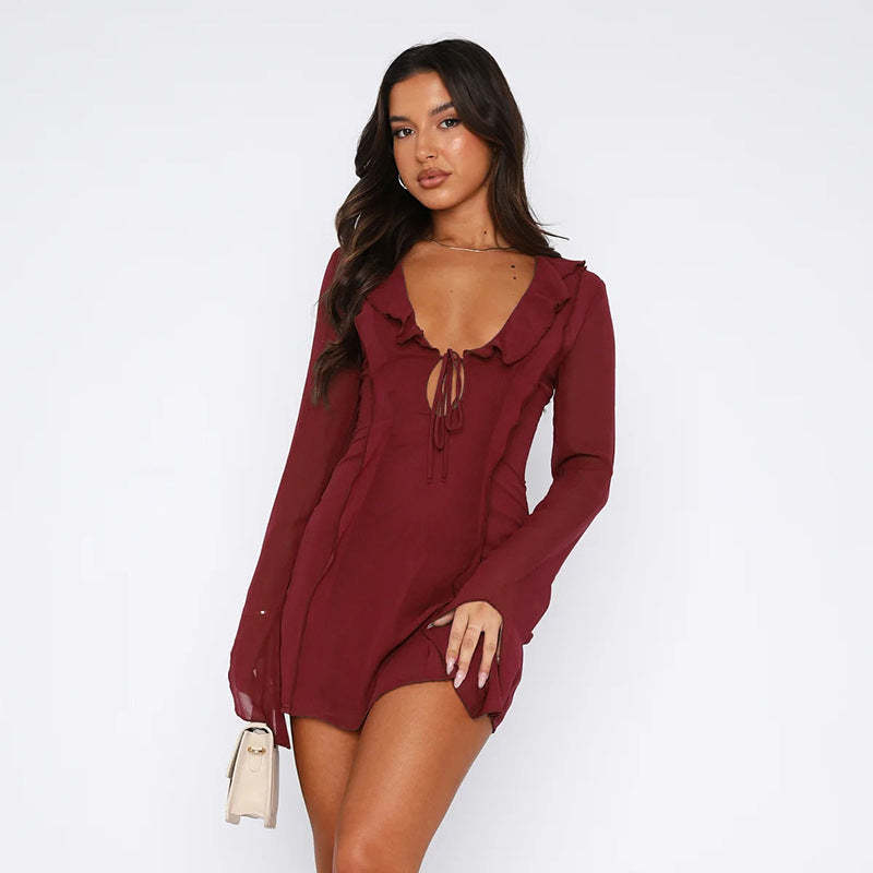Mini Dress with Sheer Sleeves