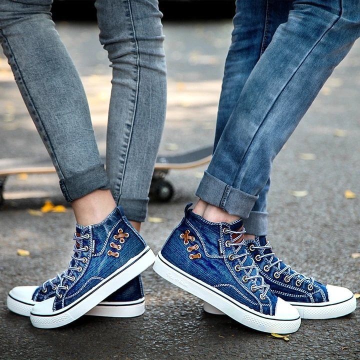Women's High Top Canvas platform Sneaker Denim Shoes