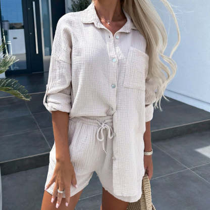 Plain Cotton Women's Casual Suit
