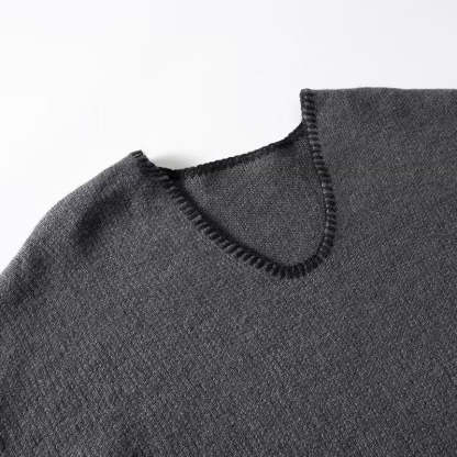 Charcoal Chic Wool-Blend V-Neck Pullover
