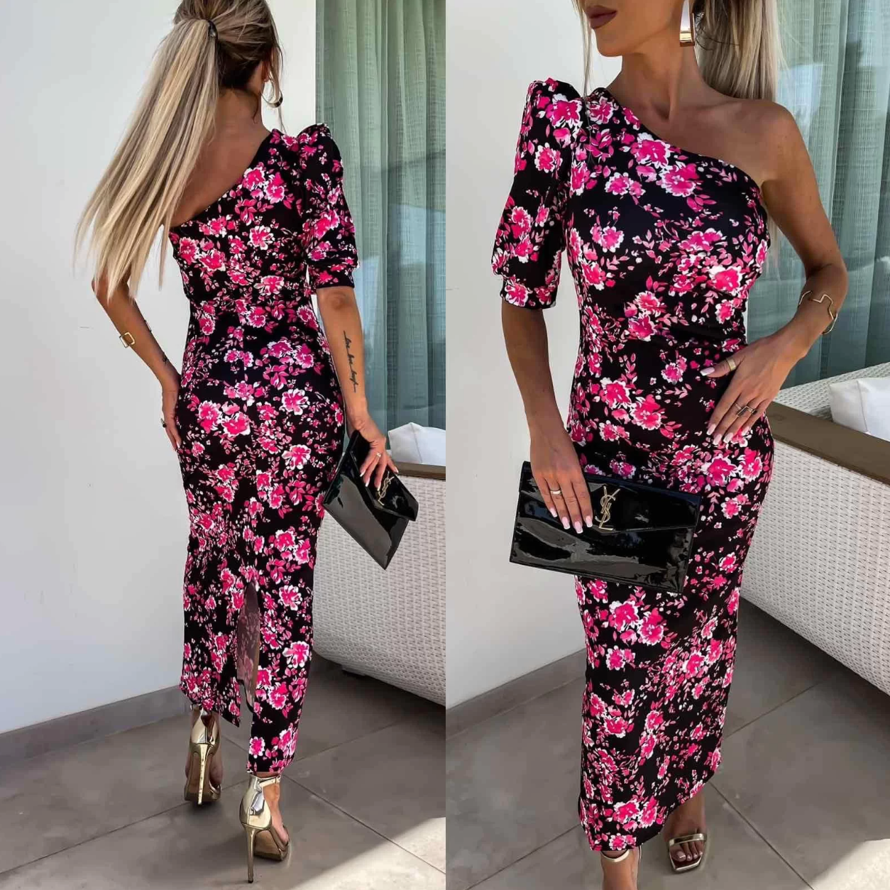 Asymmetrical Floral Dress