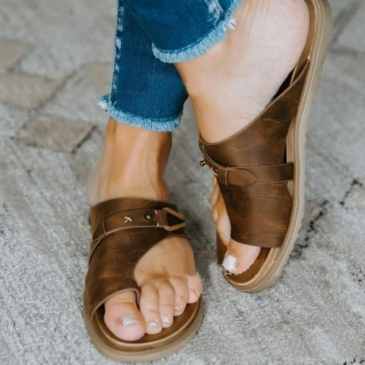 Leather Orthopedic Sandals Flip Flop Beach Summer Anti-slip