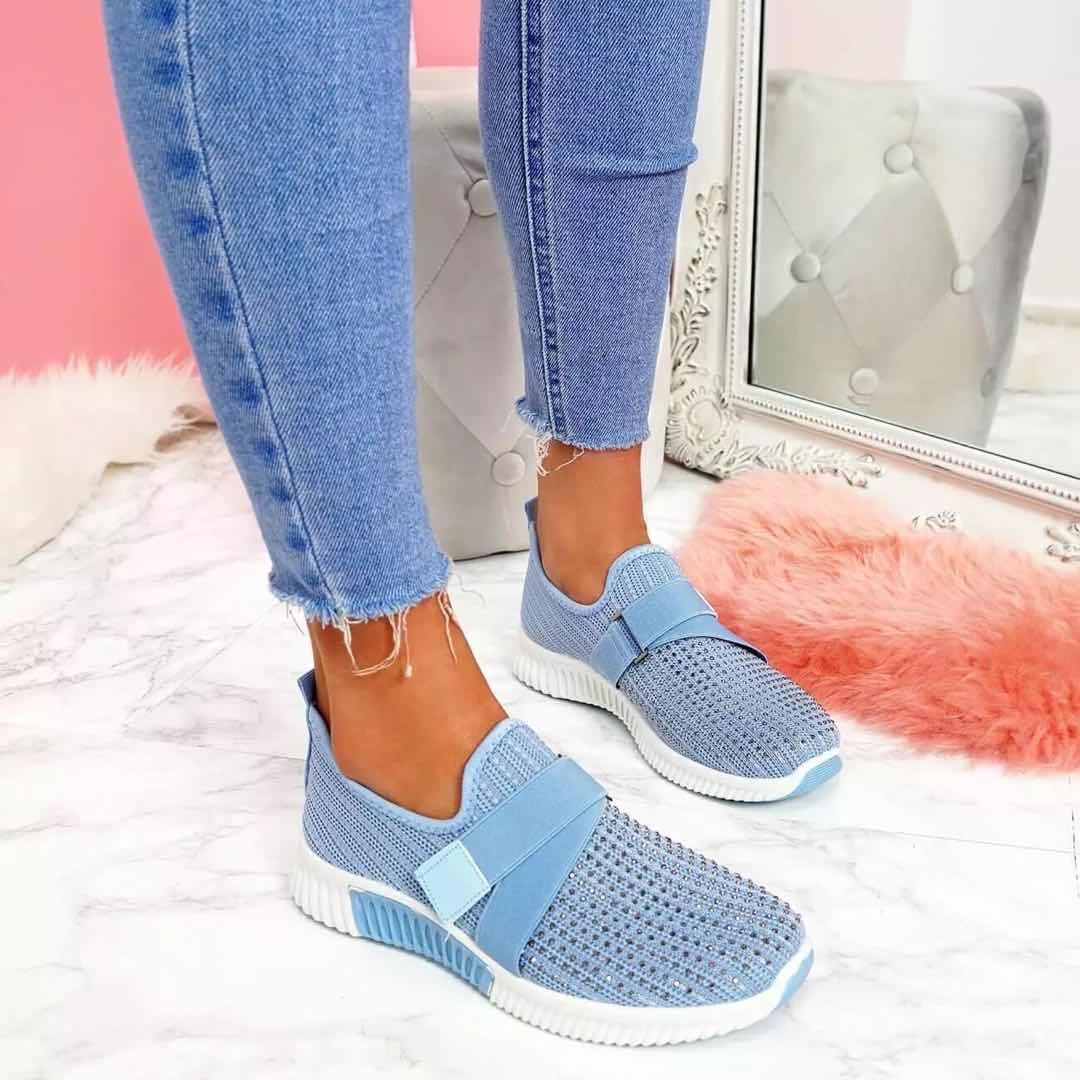 Women's Orthopedic Walking Sneakers - Slip-on Casual Shoes With Orthopedic Sole