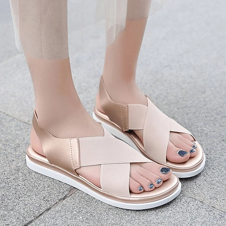 Elastic Flat Bunion Protective Wide Sandals